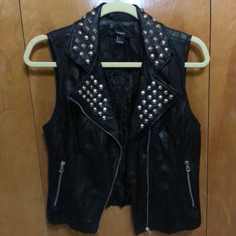 Forever 21 Faux Leather Studded Vest Size S